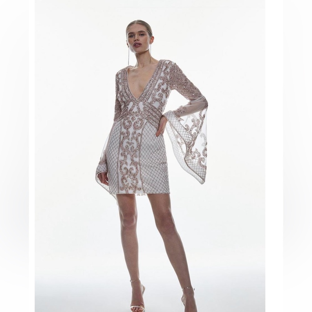 $489 Karen Millen Embellished Cocktail Dress - Picture 2 of 5